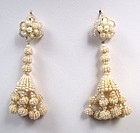 Fabulous 19th C Chandelier Seed Pearl Earrings