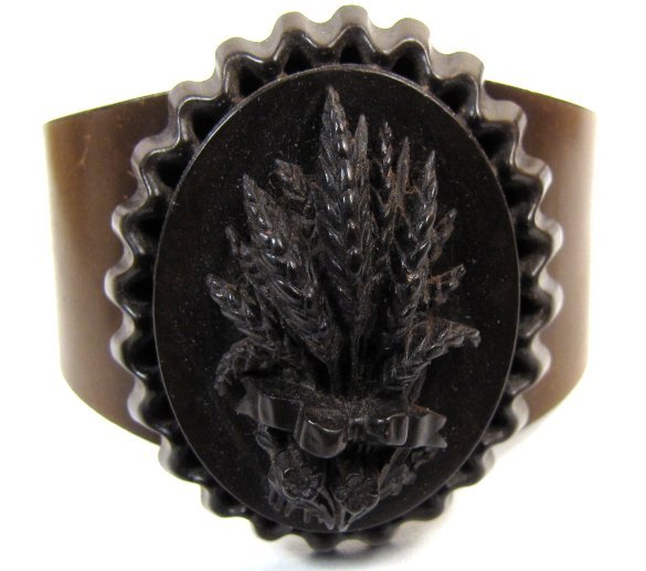 19th C Vulcanite Mourning Cuff Bracelet