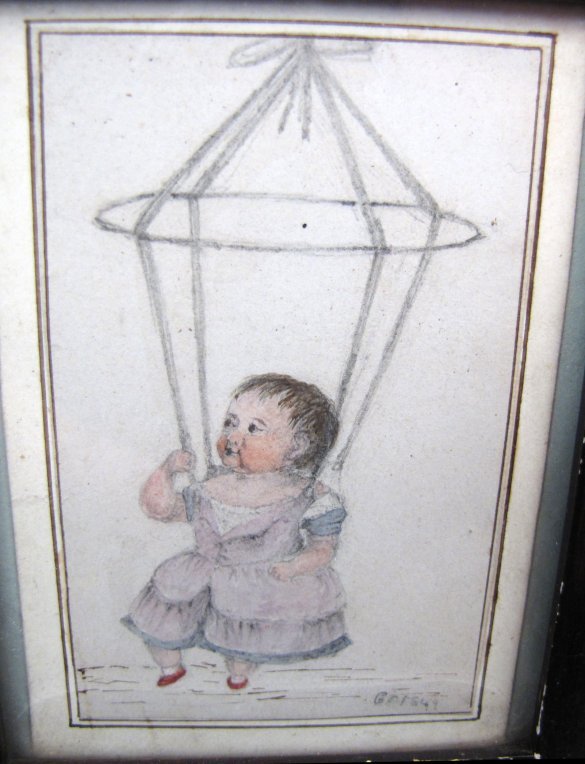 Folk Art Portrait Miniature of Baby in Jumper, 1849