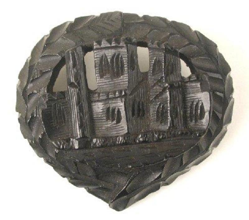 Carved Victorian Bog Oak Mourning Brooch