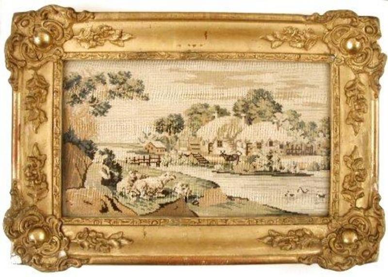 Early 19th C Needlework Landscape Picture