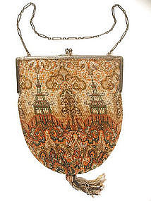 Rare Micro Beaded Figural Purse, Pagodas!!