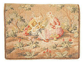 Fine Antique Tapestry Wool Purse, Lovers!