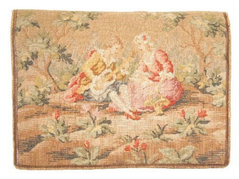 Fine Antique Tapestry Wool Purse, Lovers!
