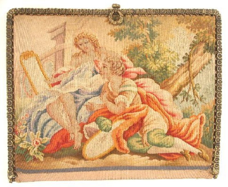 EX Fine Silk Tapestry Purse, Lovers & Lamb