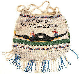 Rare 19th C Beaded Purse, Venice, Gondola!