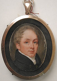 English Portrait Miniature Gentleman, ca 1820