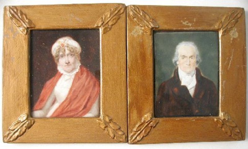 Pair of English Provincial Portrait Miniatures, 1820