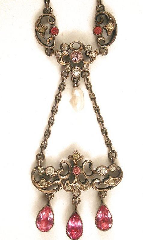Victorian Paste and Silver Pendant Necklace