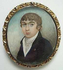 Georgian Portrait Miniature of Gent, Hair Reverse
