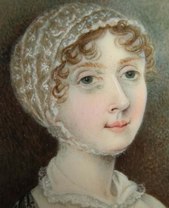 Charming English Portrait Miniature of Lady, 1820