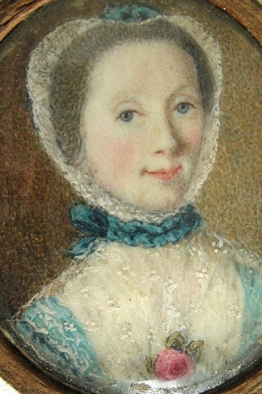 English School Portrait Miniature of Sweet Lady, 1770
