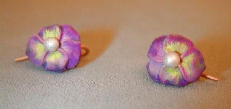 Art Nouveau Enamel Pansy Earrings