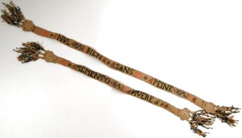 18th C Embroidered Garters, Jerusalem Style