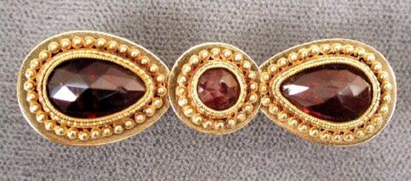 Exquisite 19th C 18K Gold and Garnet Brooch