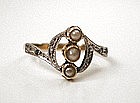 Beautiful Edwardian 18K Diamond & Pearl Ring
