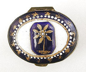 Blue Enamel Patch Box, Wednesbury, Early 19th C