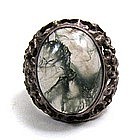 Stunning Vintage Moss Agate and Silver Ring