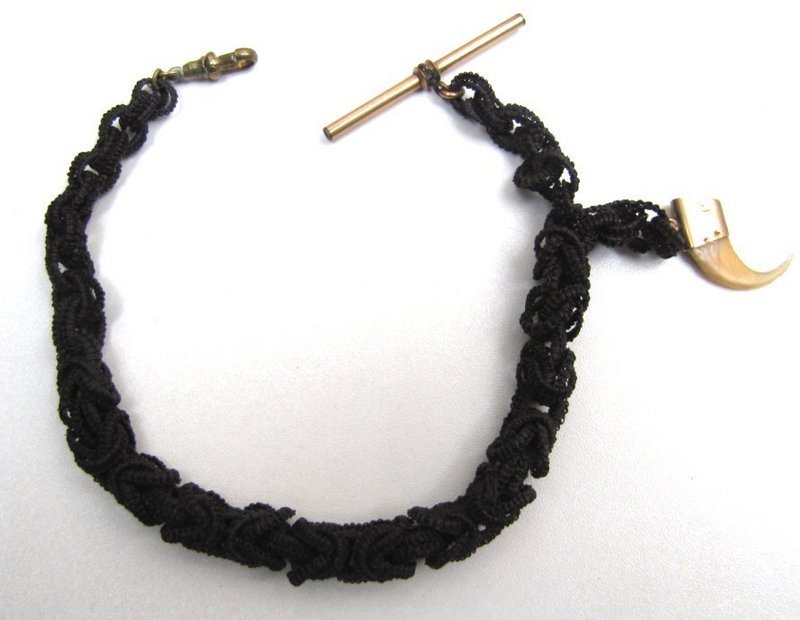 Super Victorian Horsehair Watch Chain with Claw Fob