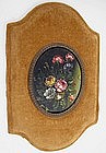 19th C Oil on Copper Miniature Painting, Flowers