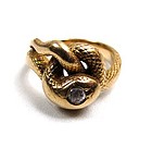 Antique 14k Snake Ring, Diamond Head