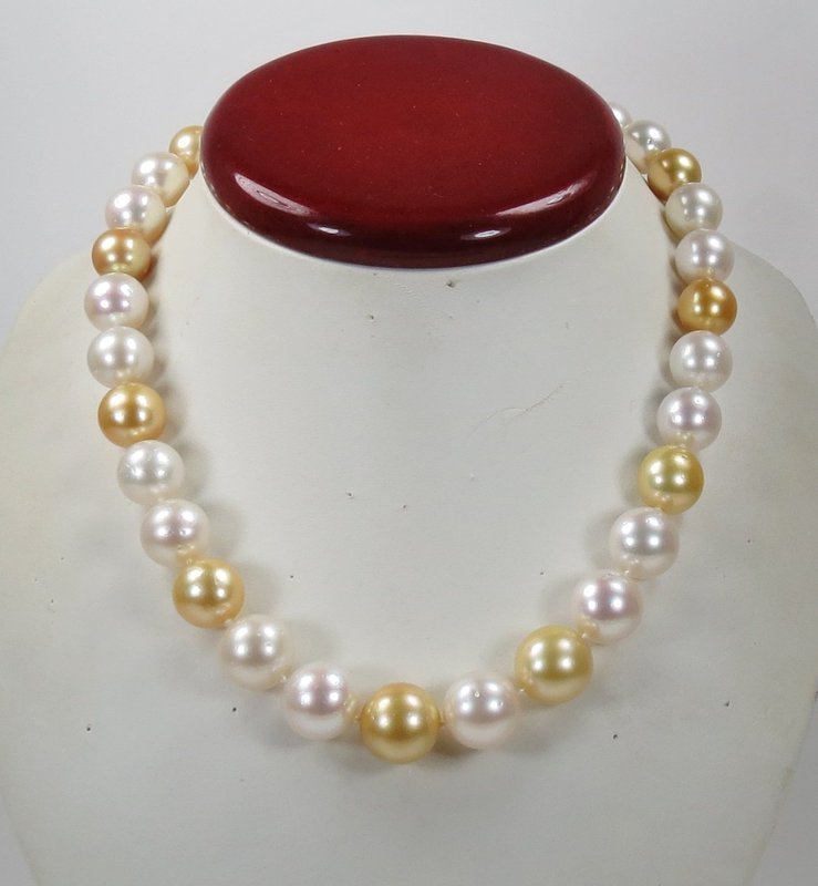 14k gold genuine South Sea pearl necklace 14.8mm