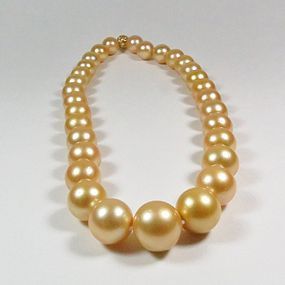 14K Gold Golden South Sea Pearl Necklace