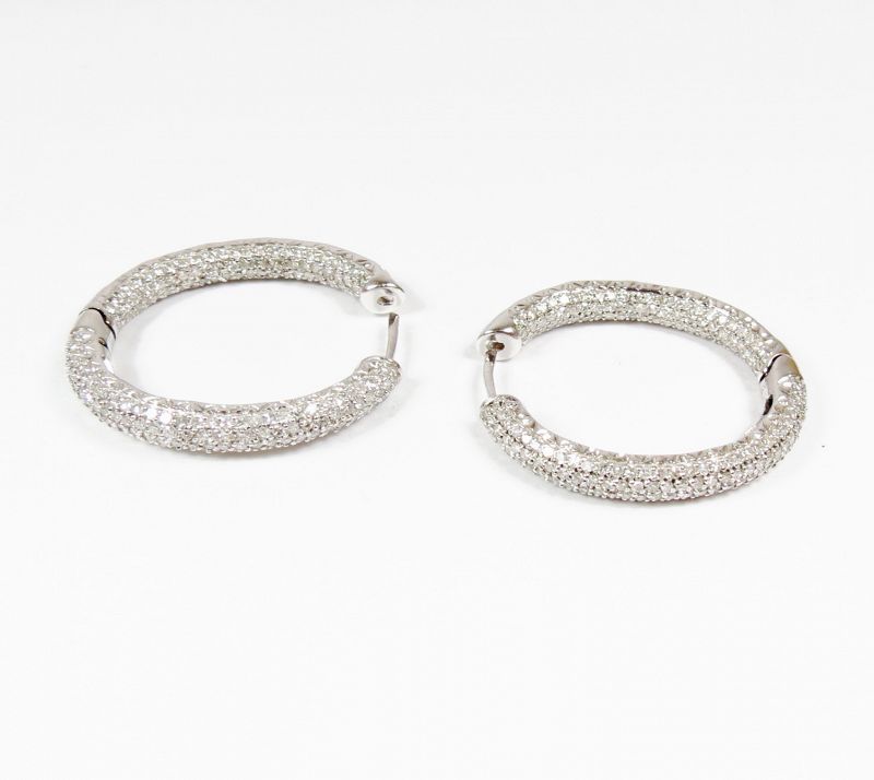 micro pave diamond hoops