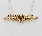 Antique, 14k gold, citrine, natural seed pearl necklace