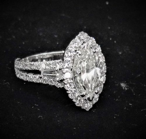 4.1CT diamond engagement, wedding ring in 18k gold.  GIA Cert.