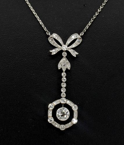 Antique, Edwardian Era diamond negligee necklace in platinum