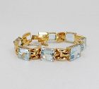 55 carat natural aquamarine bracelet in 14k yellow gold