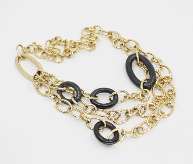 OROMALIA 18k gold, ebony wood cascade chain necklace