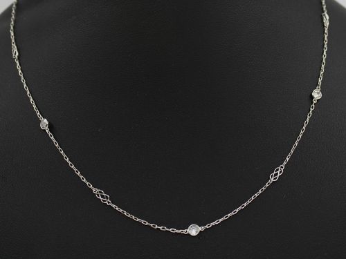 Platinum diamond by the yard chain necklace 18" long