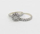 Diamond engagement, wedding ring band set 18k gold by Marchesa