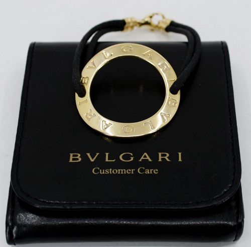 Bvlgari, Bulgari 18k gold leather strap bracelet