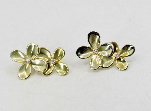 Angela Cummings double flower diamond earrings in 18k gold