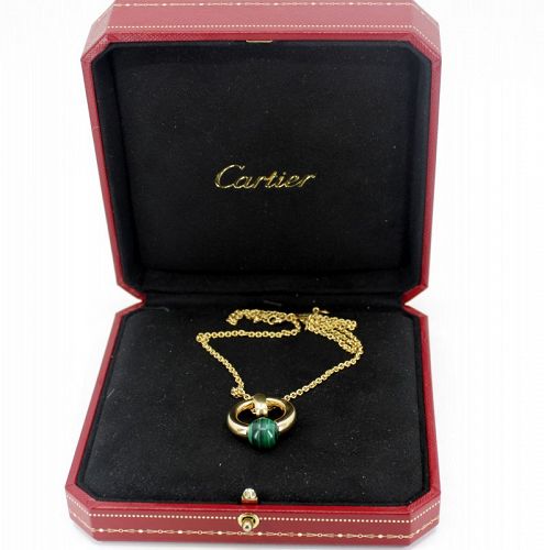Cartier France malachite necklace in 18k yellow gold