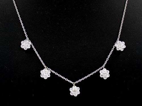 Diamond flower necklace in 14k white gold