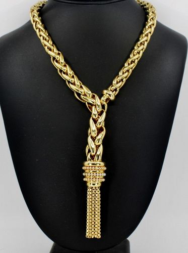 Huge statement chain tassel necklace in 18k yellow gold