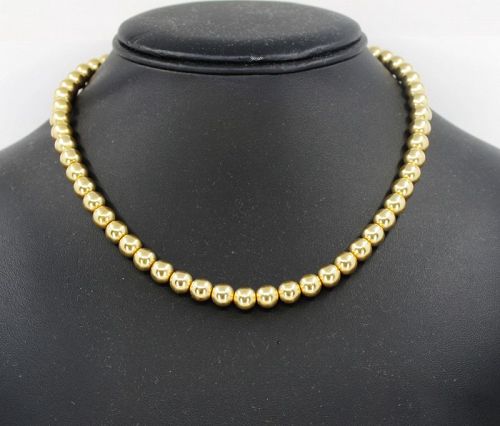 Retro ball bead necklace in 14k yellow gold