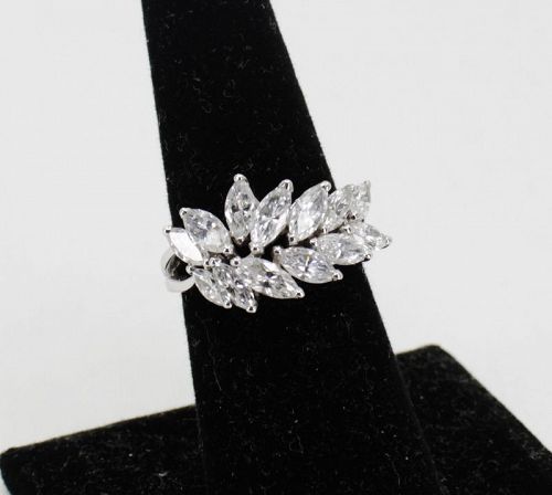 3.25 carats of marquise diamonds cocktail ring in platinum