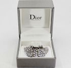 Christian Dior 18k white gold diamond hearts charm ring