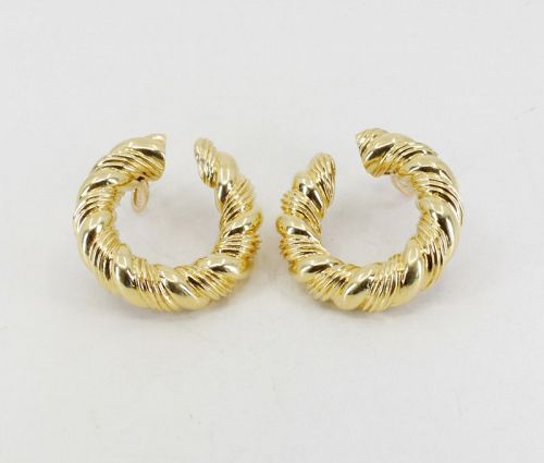 Van Cleef & Arpels Paris 18k gold hoop earrings from 1970's