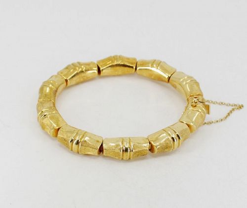 18k yellow gold bamboo design bangle bracelet 212 VL Italy