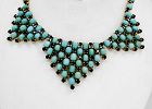 Persian turquoise sapphire diamond bib necklace in 18k gold