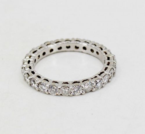 Diamond eternity wedding band ring in 14k white gold