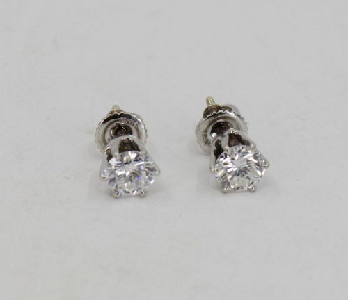 1ctw diamond stud earrings in 14k white gold