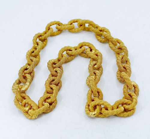 18k yellow gold woven chain link necklace 76.6 grams Italy