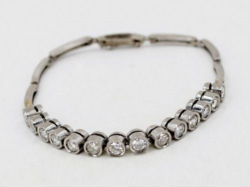 Antique diamond link bracelet in platinum